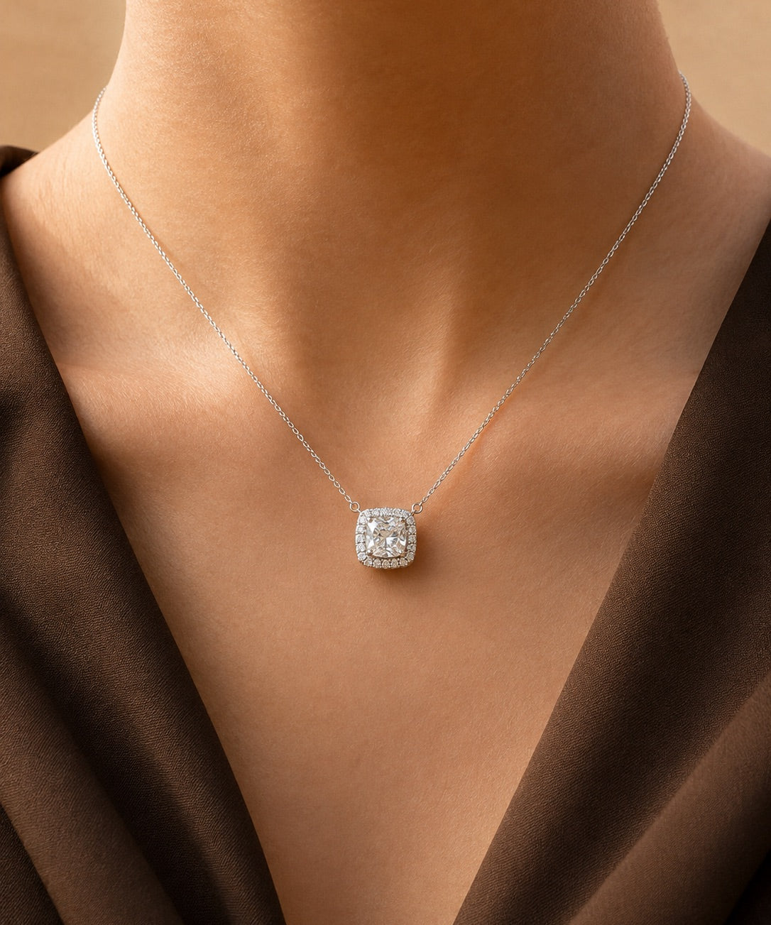 Cushion Halo Necklace