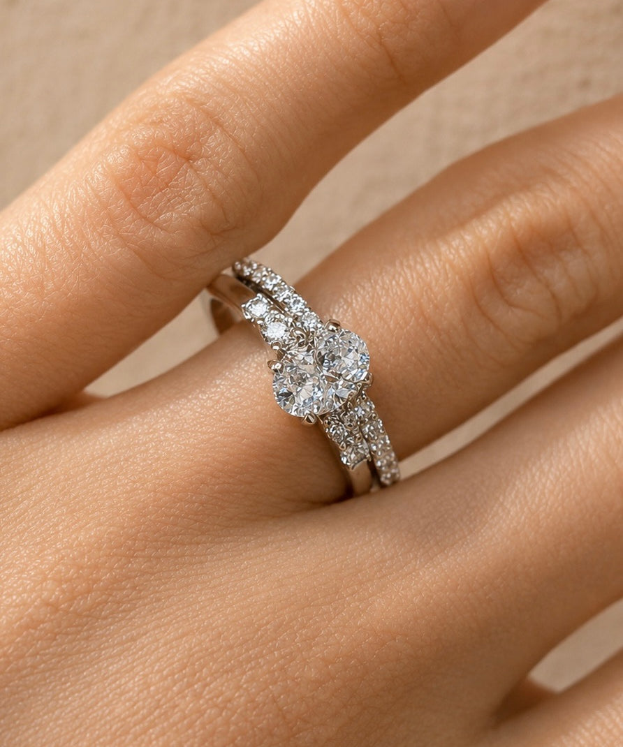 Oval Three-Stone Bridal Set