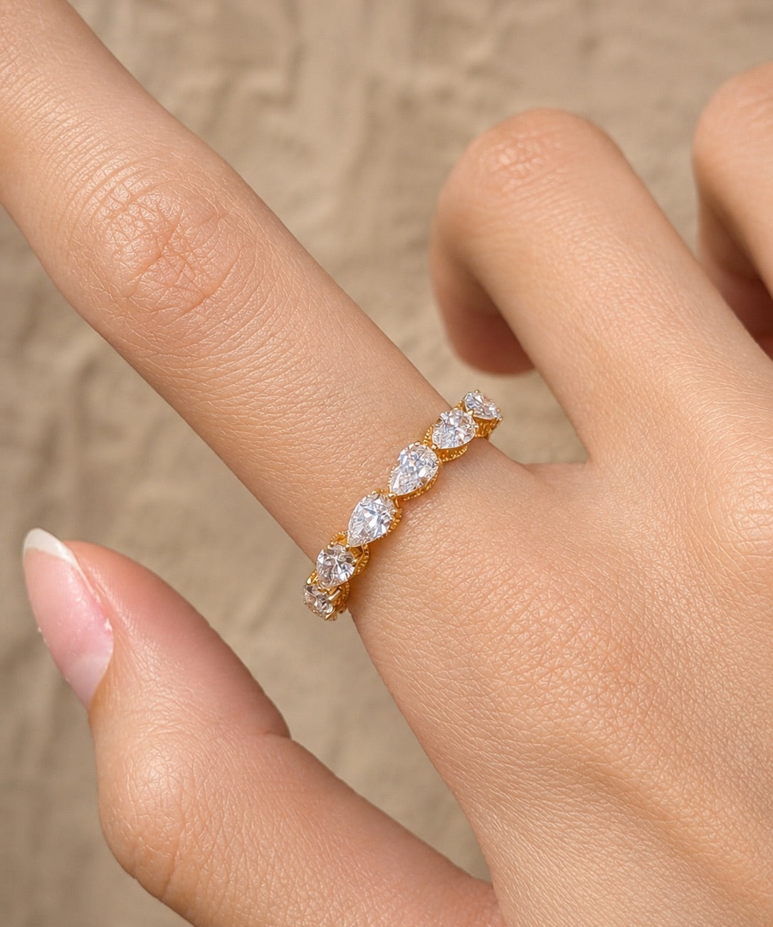 Pear Milgrain Eternity Band