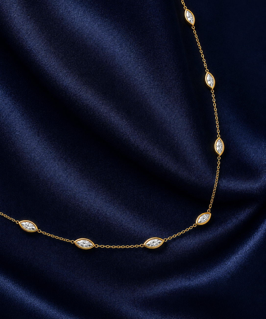 Round Gold Station Necklace
