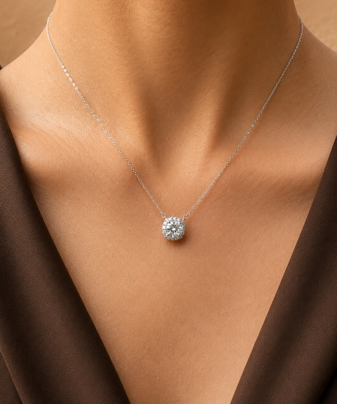 Round Halo Necklace