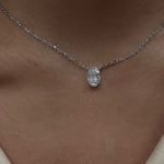 Oval Solitaire Pendant 2CT close-up on model