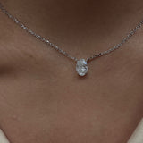 Oval Solitaire Pendant 2CT close-up on model