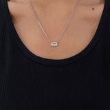 Emerald Solitaire Pendant 2CT worn on model
