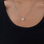 Heart Solitaire Pendant 2CT worn on model