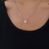 Heart Solitaire Pendant 2CT worn on model
