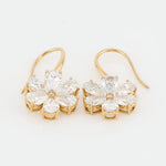 Lab Grown Diamond Flower Earrings Pear Petal Drops 5.20 ct 14K Yellow Gold