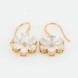 Lab Grown Diamond Flower Earrings Pear Petal Drops 5.20 ct 14K Yellow Gold