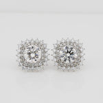 Lab Grown Diamond Halo Stud Earrings Sunburst 5.36 ct 14K Yellow Gold