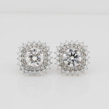 Lab Grown Diamond Halo Stud Earrings Sunburst 5.36 ct 14K Yellow Gold