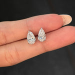Pear Lab Grown Diamond Stud Earrings 1 ct 18K White Gold