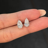 Pear Lab Grown Diamond Stud Earrings 1 ct 18K White Gold