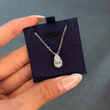 2 ct Pear Lab Grown Diamond Solitaire Necklace 14K White Gold