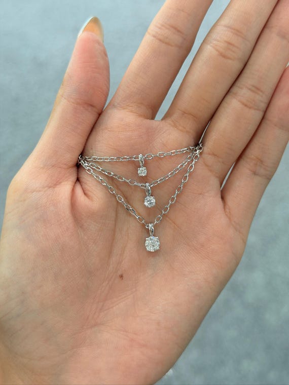 Lab Grown Diamond Solitaire Necklace 925 Sterling Silver