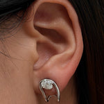 Lab Grown Diamond Huggie Earrings, Oval 0.79 ct 9K White Gold