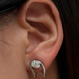 Lab Grown Diamond Huggie Earrings, Oval 0.79 ct 9K White Gold