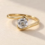 1.02 ct Asscher Lab Grown Diamond Ring 9K Yellow Gold Bypass