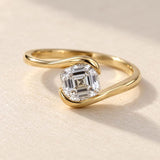 1.02 ct Asscher Lab Grown Diamond Ring 9K Yellow Gold Bypass
