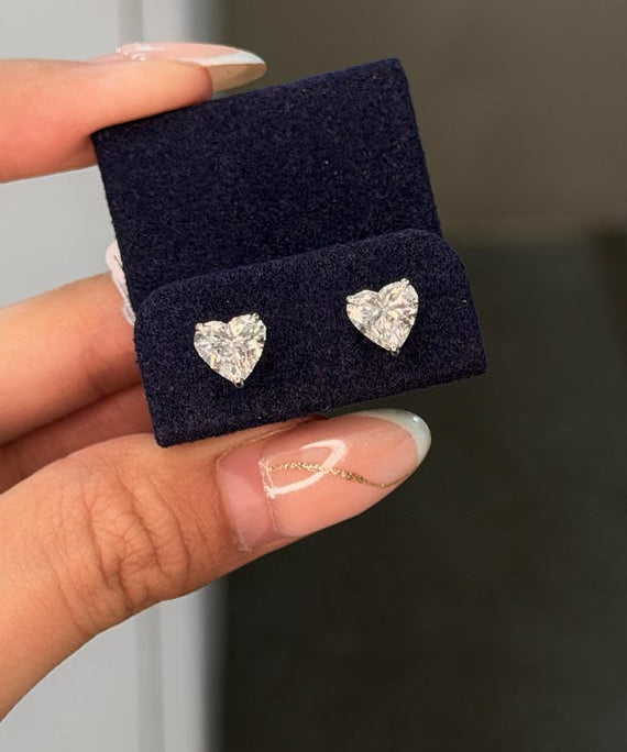 Heart Lab Grown Diamond Stud Earrings 1 ct 18K White Gold