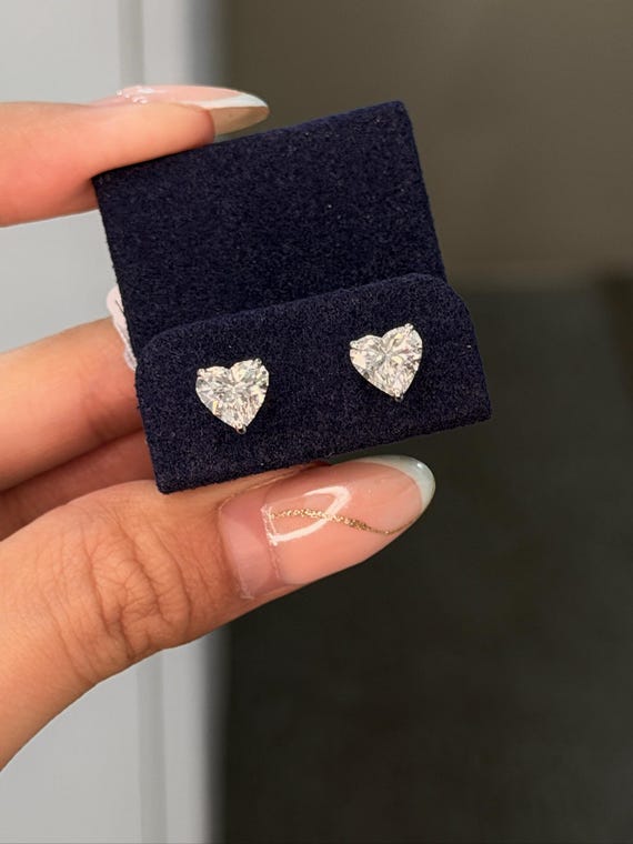 Heart Lab Grown Diamond Stud Earrings 1 ct 18K White Gold