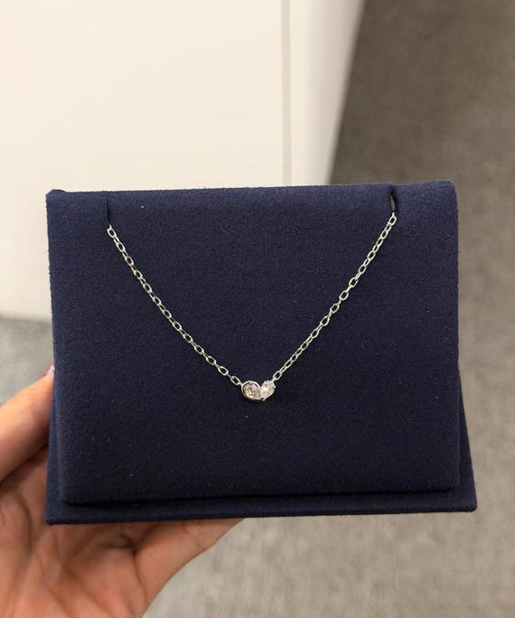 Pear Lab Grown Diamond Necklace Two Stone 925 Sterling Silver