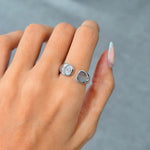 Oval Lab Grown Diamond Signet Ring 0.41 ct 925 Sterling Silver