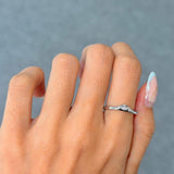Marquise Lab Grown Diamond Ring 925 Sterling Silver Curved Band