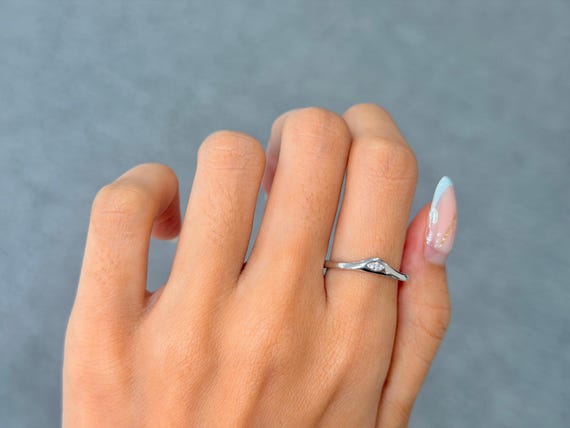 Marquise Lab Grown Diamond Ring 925 Sterling Silver Curved Band