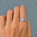 Baguette Lab Grown Diamond Band 925 Sterling Silver Brushed