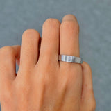 Baguette Lab Grown Diamond Band 925 Sterling Silver Brushed