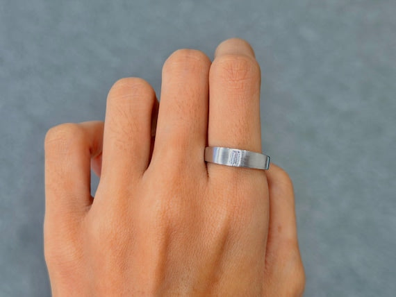 Baguette Lab Grown Diamond Band 925 Sterling Silver Brushed