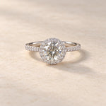 1 ct Round Lab Grown Diamond Halo Engagement Ring 14K White Gold
