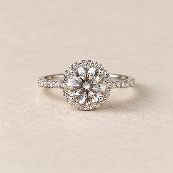 Round Halo Engagement Ring 1.5ct