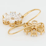 Lab Grown Diamond Flower Earrings Pear Petal Drops 5.20 ct 14K Yellow Gold