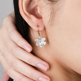 Lab Grown Diamond Flower Earrings Pear Petal Drops 5.20 ct 14K Yellow Gold