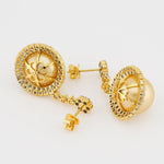 Golden South Sea Pearl Drop Earrings Lab Grown Diamond Halo 14K Yellow Gold