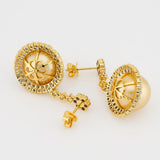 Golden South Sea Pearl Drop Earrings Lab Grown Diamond Halo 14K Yellow Gold