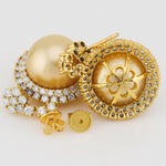 Golden South Sea Pearl Drop Earrings Lab Grown Diamond Halo 14K Yellow Gold
