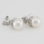 White South Sea Pearl Drop Earrings Lab Grown Diamond 14K Yellow Gold