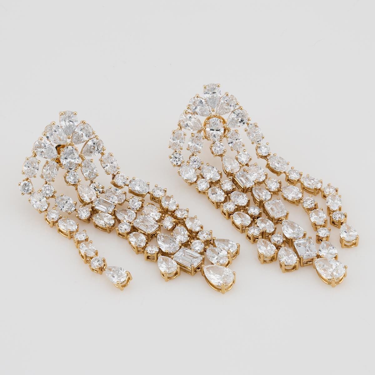 Lab Grown Diamond Chandelier Earrings 11 ct 14K Yellow Gold