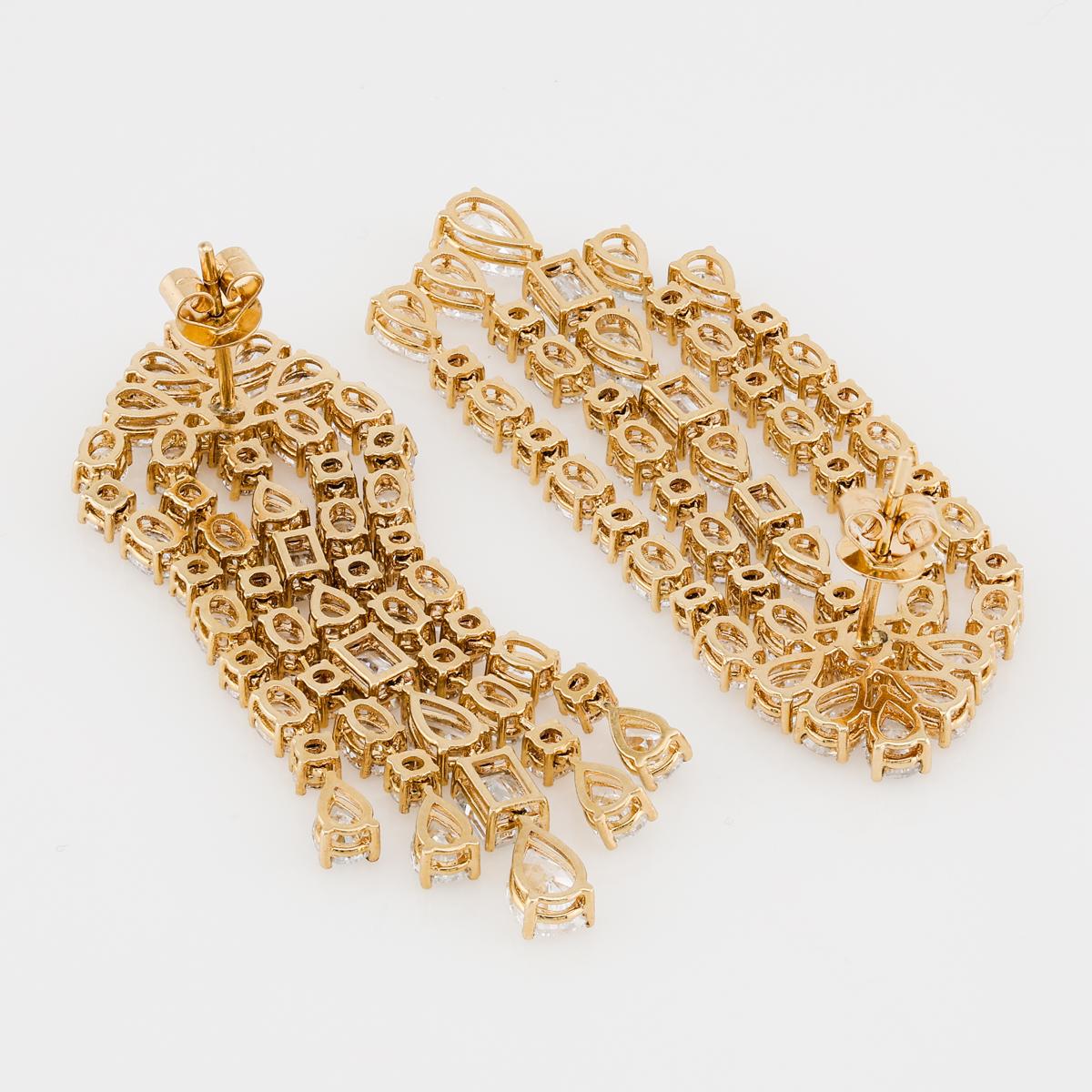 Lab Grown Diamond Chandelier Earrings 11 ct 14K Yellow Gold