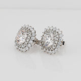 Lab Grown Diamond Halo Stud Earrings Sunburst 5.36 ct 14K Yellow Gold