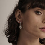 White South Sea Pearl Drop Earrings Lab Grown Diamond 14K Yellow Gold