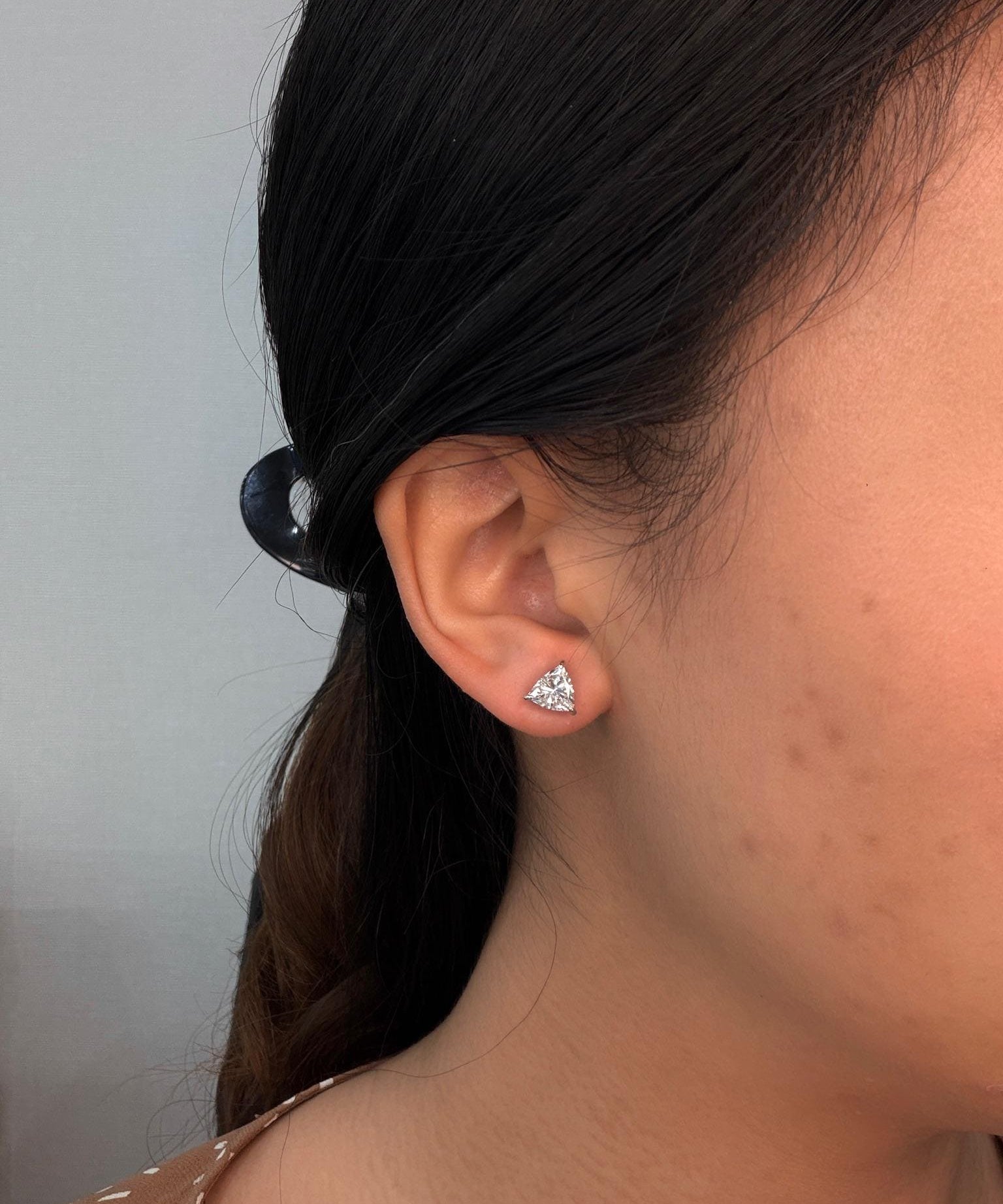Trillion Lab Grown Diamond Stud Earrings 1 ct 18K White Gold