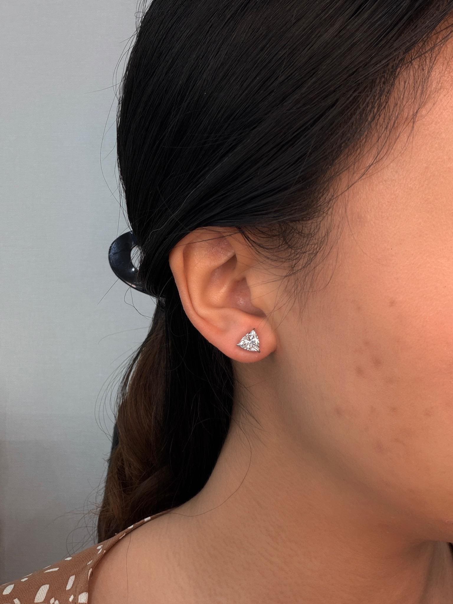 Trillion Lab Grown Diamond Stud Earrings 1 ct 18K White Gold