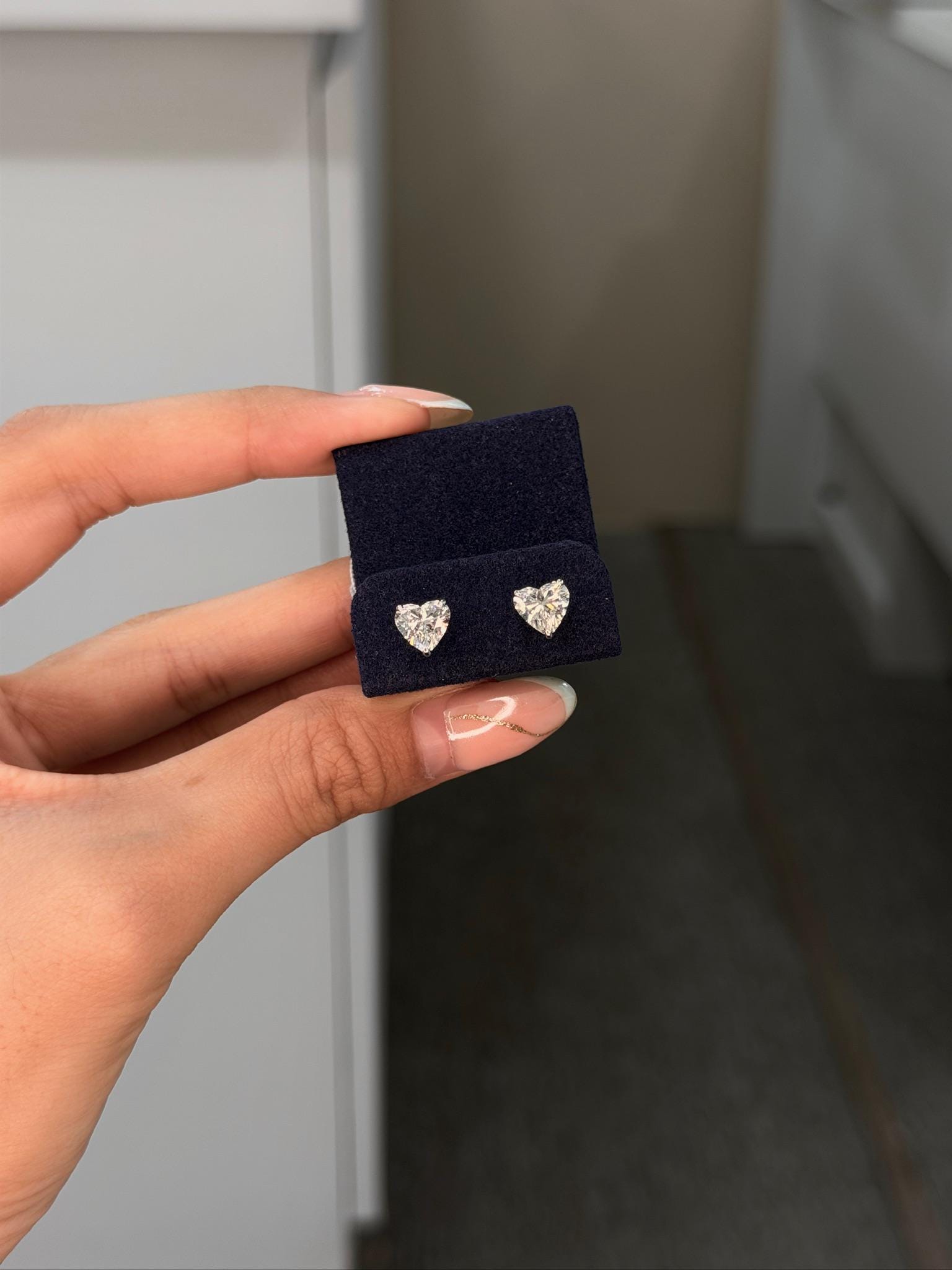Heart Lab Grown Diamond Stud Earrings 1 ct 18K White Gold
