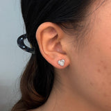 Heart Lab Grown Diamond Stud Earrings 1 ct 18K White Gold