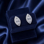 Lab Grown Diamond Halo Stud Earrings Marquise 0.63 ct 14K White Gold