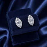 Lab Grown Diamond Halo Stud Earrings Marquise 0.63 ct 14K White Gold