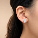 Lab Grown Diamond Halo Stud Earrings Marquise 0.63 ct 14K White Gold